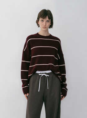 【NO DIRECTION+ 】hug 2026早春新款经典版型短方宽条纹套头衫