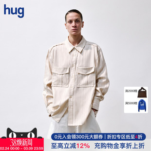 【STRUCTURA】hug 2026春夏新款藏青色肌理感抽绳衬衫