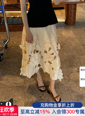 【ICE DUST】hug 2025镂空花卉半裙不规则半身长裙icedust