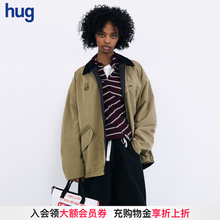 PLUS JANE hug 2025秋冬新款 夹克外套 粉色撞色翻领工装 VVNK