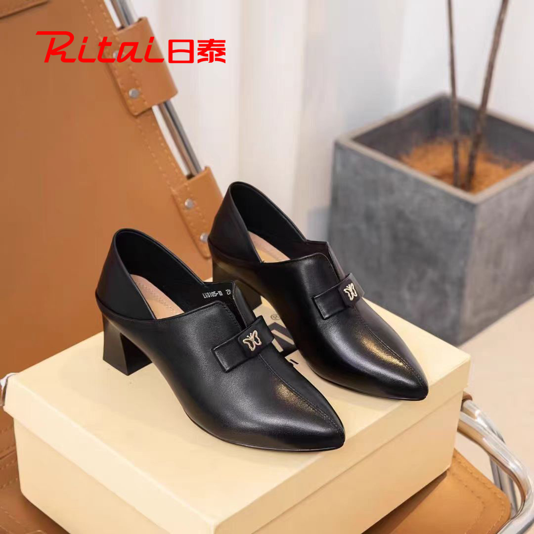 日泰女鞋真皮尖头高跟鞋小皮鞋