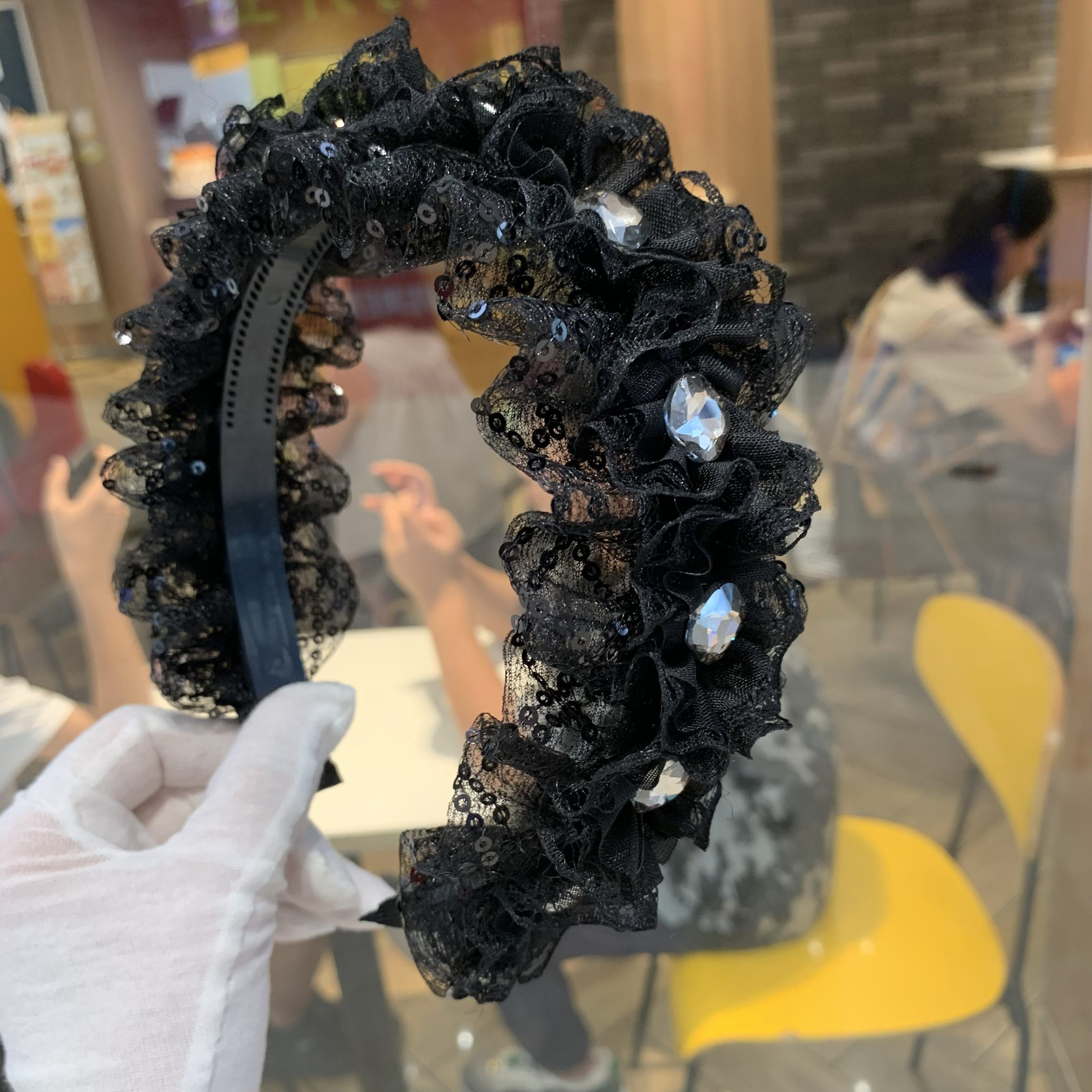 韩国进口公主风蕾丝镶钻发卡发箍女新款高颅顶显脸小压发洗脸头箍
