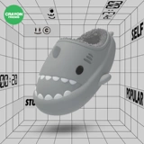 Акула, тапочки, зимняя мужская нескользящая плюшевая обувь для влюбленных, Южная Корея