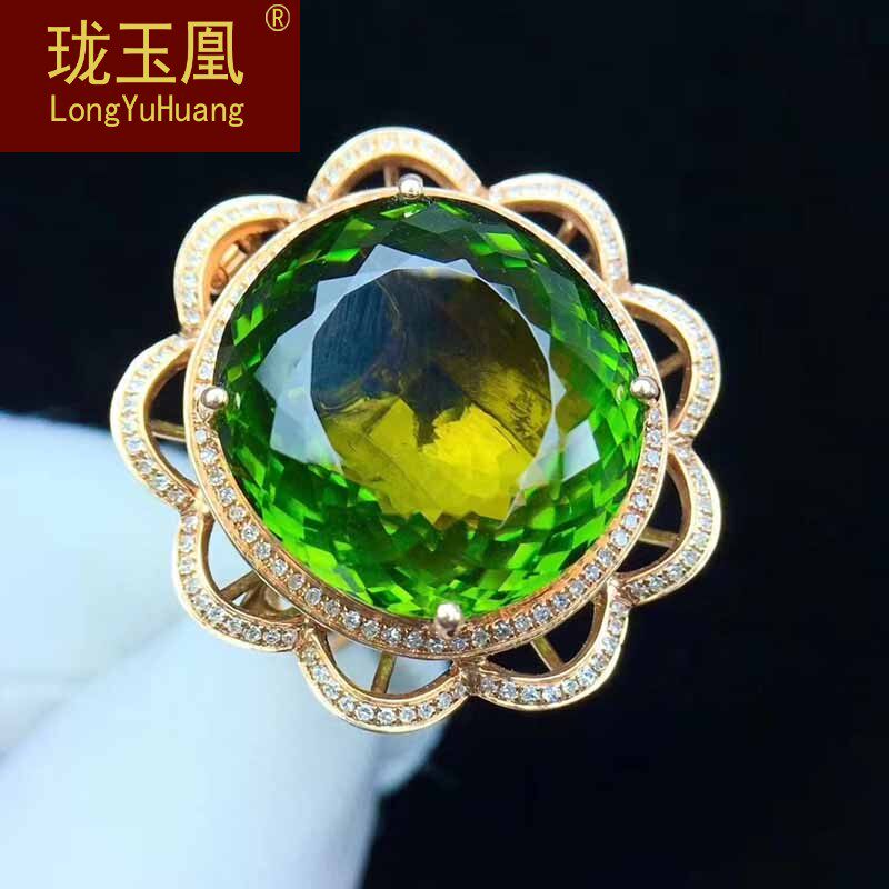 天然绿碧玺裸石戒指吊坠两用款 苹果绿碧玺水晶戒面戒指环