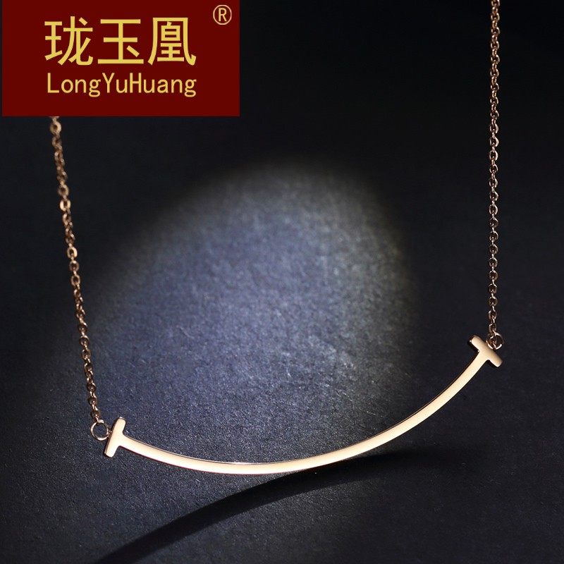 日韩笑脸项链 女表情锁骨链短款微笑吊坠镀18K玫瑰配饰品HQ0418