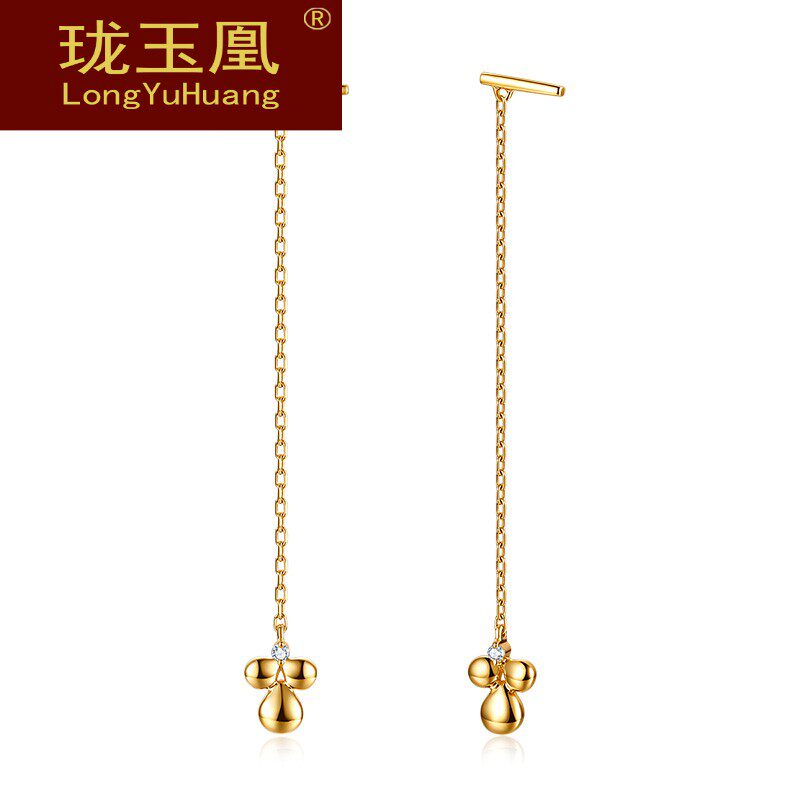 珑玉凰珠宝首饰 18K金耳线女款K红时尚耳线时尚耳饰送女友HW0328