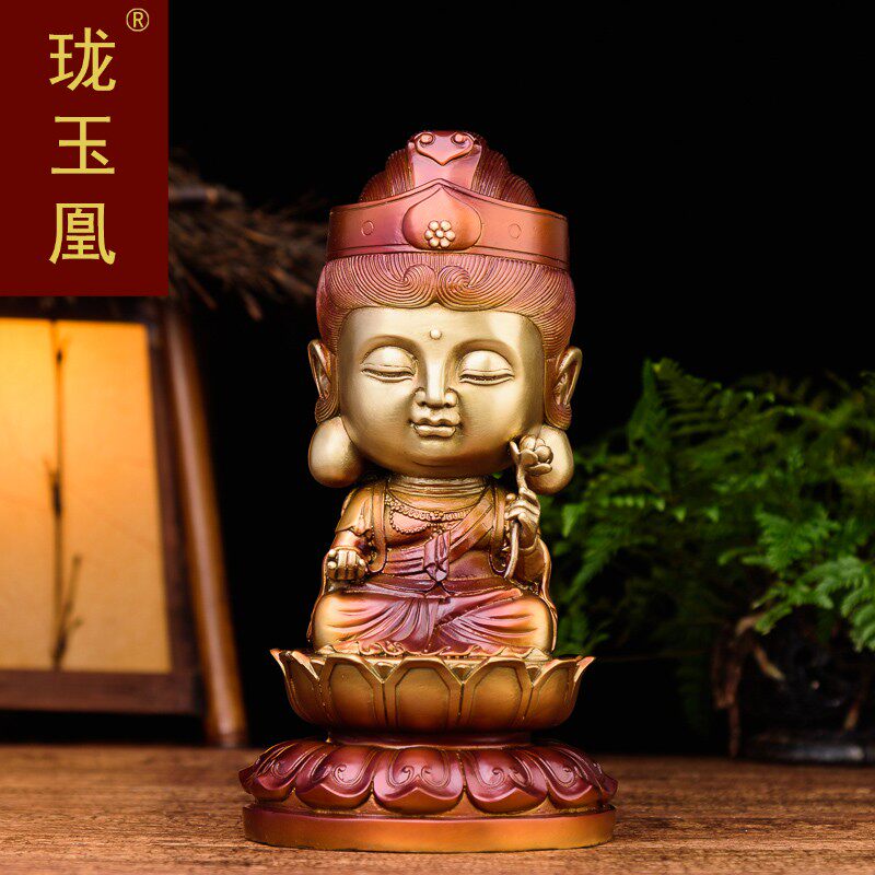 珑玉凰大势至普萨大势至菩萨生肖属马本命佛守护神纯铜摆件CL0408