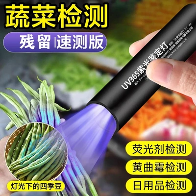 蔬菜水果残留检测灯黄曲霉素菌紫外线手电筒紫光灯验钞买菜检测