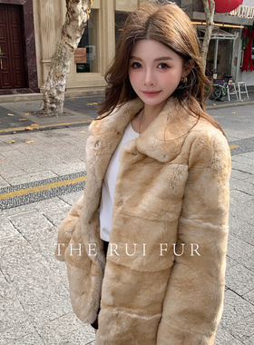 【TR】“小茉莉”rex rabbit雷克斯3A獭兔简单皮草外套不臃肿女