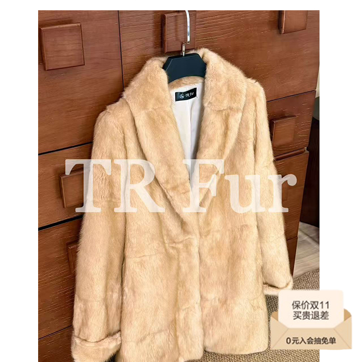 【TR】“中古黄金” 进口青根貂皮毛一体挽袖秋冬款皮草大衣