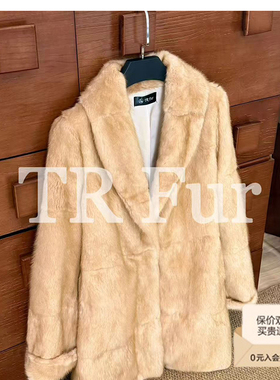 【TR】“中古黄金” 进口青根貂皮毛一体简单皮草外套不臃肿大衣