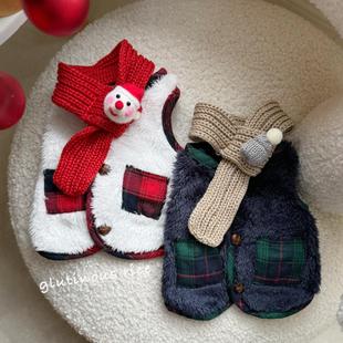 宠物狗狗衣服圣诞新年棉衣可爱围巾秋冬装 保暖棉衣泰迪比熊猫猫咪