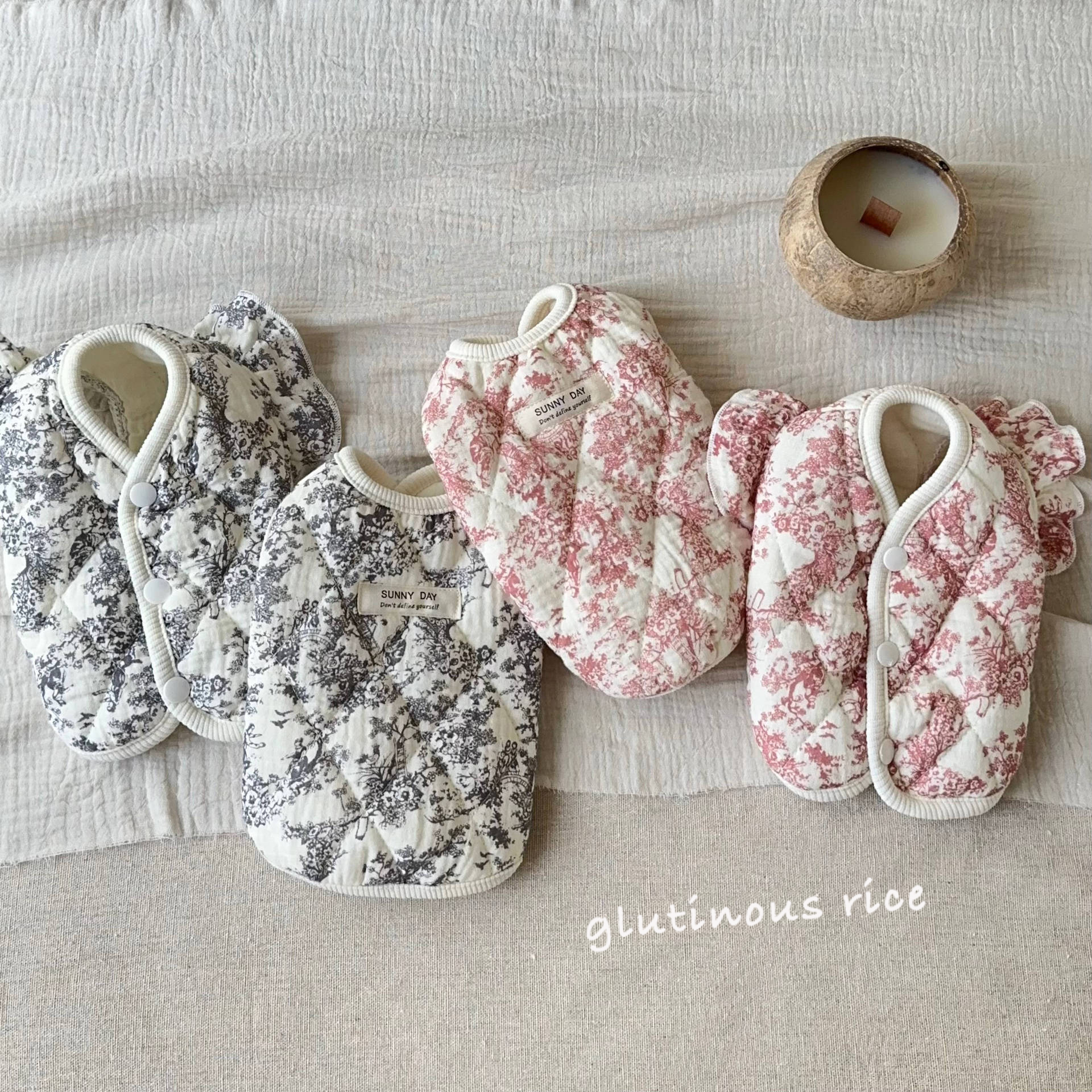 狗狗衣服秋冬款中式水墨风棉马甲棉衣飞袖背心宠物猫咪小型犬比熊