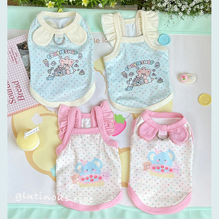 吊带薄款 猫咪背心飞袖 比熊泰迪博美犬 可爱春夏狗狗衣服情侣装 韩版