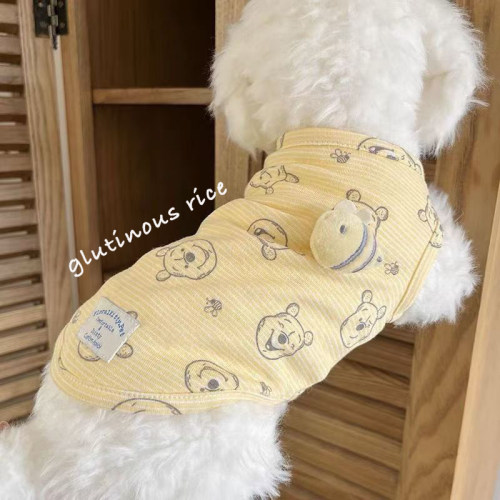 宠物猫咪狗狗衣服打底衫春夏卡通维尼熊背心泰迪博美比熊可爱薄款