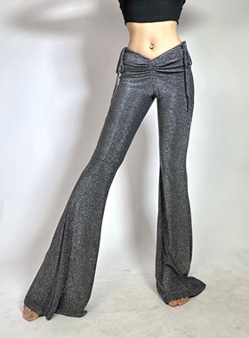 【DB QUEEN原创】MANDALA设计低腰V字侧绑带垂感修身爵士阔腿裤