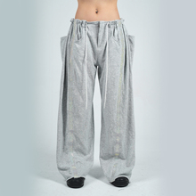 【DB QUEEN原创】MANDALA设计毛圈棉烫钻抽绳直筒线条休闲运动裤