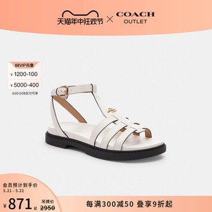 蔻驰奥莱女士FRANNY凉鞋 新品 COACH 平底质布真皮设计感高级感