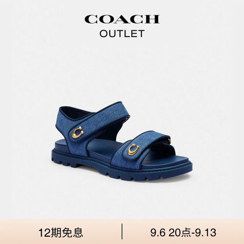 COACH/蔻驰奥莱女士丹宁布牛仔BRYNN凉鞋厚底增高运动休闲