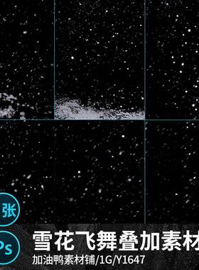 新年圣诞冬季大雪纷飞雪花飞舞飘落psd免扣后期溶图叠加设计素材