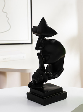 【特价】跨境沉默是金人脸面具雕塑家居展柜桌面装饰欧式树脂摆件