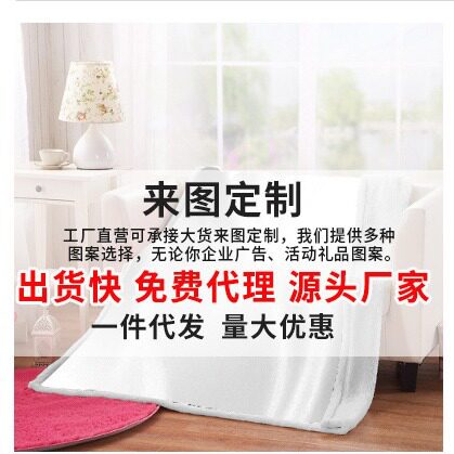 跨境批发数码印花毛毯来图定 制法莱绒毯定 制空调毯午休盖毯