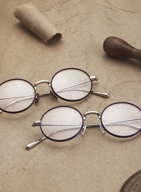 内藤熊八作 N-07 日本手造眼镜架 中金 富士山雕花 other optical