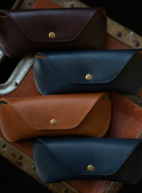 Diffuser新品日本进口文艺复古美国真牛皮墨镜收纳盒近视眼镜盒