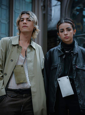 Diffuser日本进口牛皮男女简约便携挂脖墨镜防丢收纳包近视眼镜袋