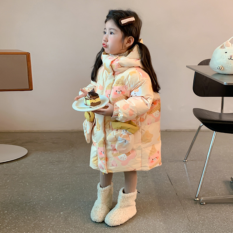 女童卡通羽绒服冬季2025新款儿童装冬装中长款轻薄宝宝秋冬款外套