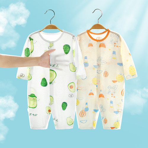婴儿衣服夏装新生睡衣爬服两件套