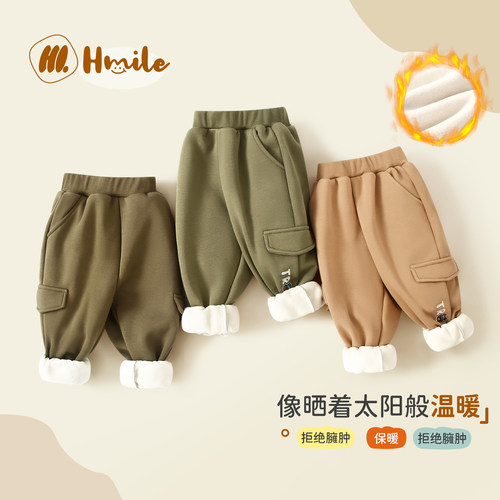 宝宝卫裤女童加绒裤子冬季