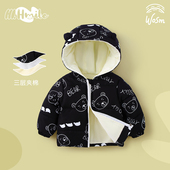 女童棉衣宝宝棉服加绒加厚男童婴儿秋冬季 上衣棉袄保暖儿童外套潮