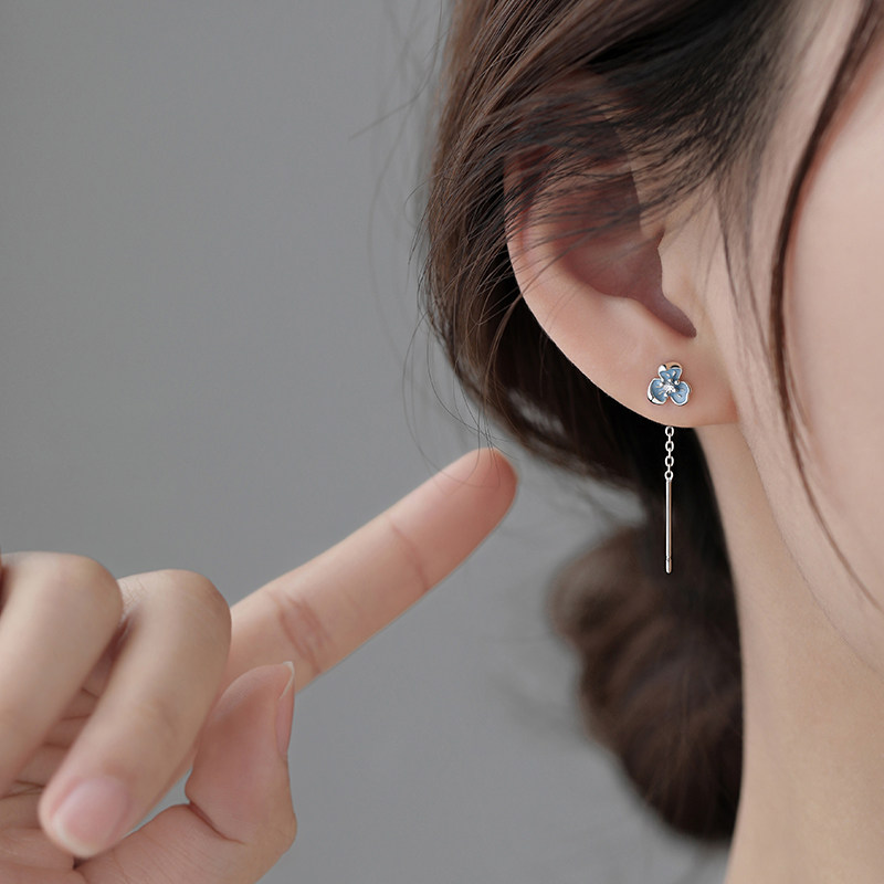 ACC鸢尾花耳线999纯银小众轻奢女