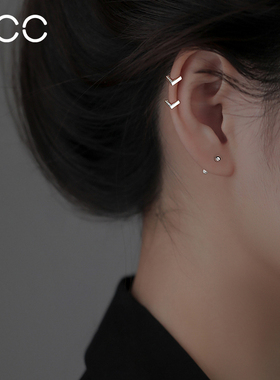 ACC几何耳骨钉女925纯银耳钉2025新款爆款耳环轻奢小众设计感耳饰
