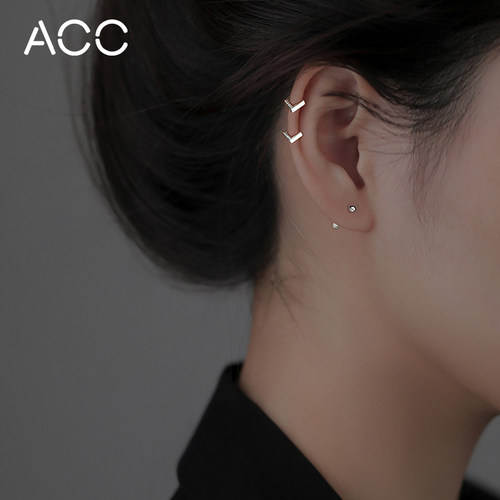 ACC几何耳骨钉女纯银小众耳饰