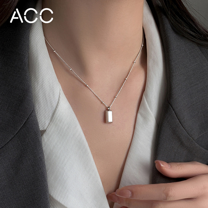 ACC小金条项链女925纯银2022年新款小众轻奢锁骨链高级设计感夏季