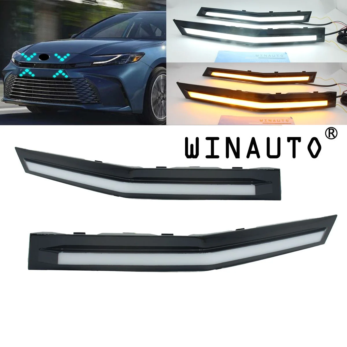 适用于凯美瑞第九代CAMRY 2023 LED日间行车灯中网灯双色带转向灯