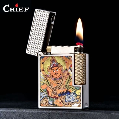 CHIEF首领新款唐草侧滑煤油打火机创意高颜值彩绘高档男士礼物