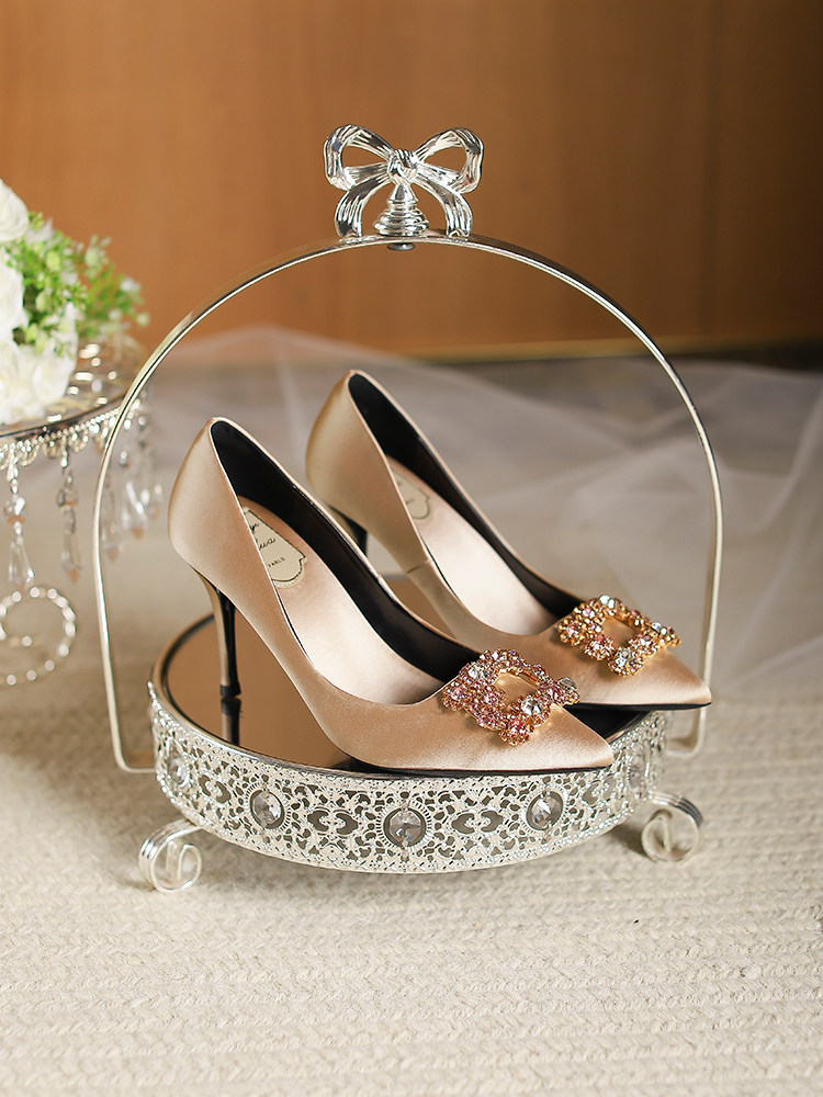 WEDDING SHOES BRIDAL SHOES XIUHE WEDDING DRESS WEDDING DRESS NOT TIRED FEET RED POINTED HEELS WOMENS STILETTO HEELS 2024 NEW