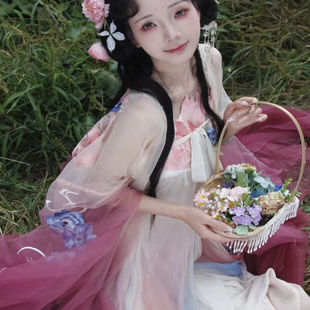 原创【有狐】汉服女刺绣大袖衫破烂风改良诃子裙春夏款古装仙气