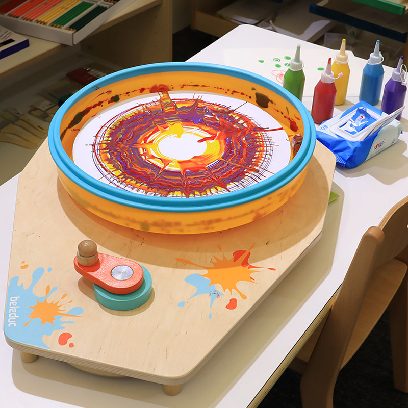 色彩魔法盘创意绘画旋转盘幼儿园大号美术绘画玩具木质创意画画像