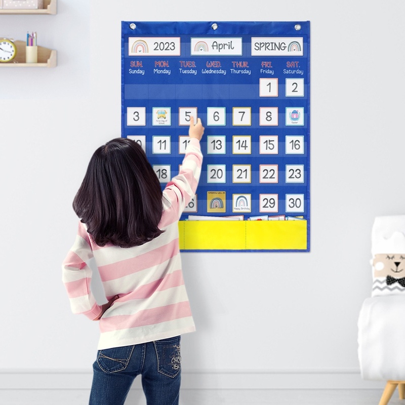 儿童彩虹设计图案教室挂墙日历认识年份月份季节日期节日教学日历
