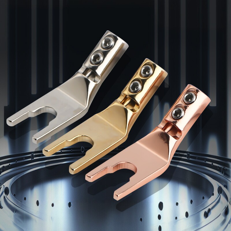 hifi发烧免焊4n纯紫铜Y插音箱线喇叭线接线端子接头 镀金镀佬插头