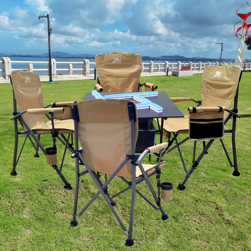户外便携式折叠扶手桌椅套装大号露营自驾游车载靠背电脑办公椅凳