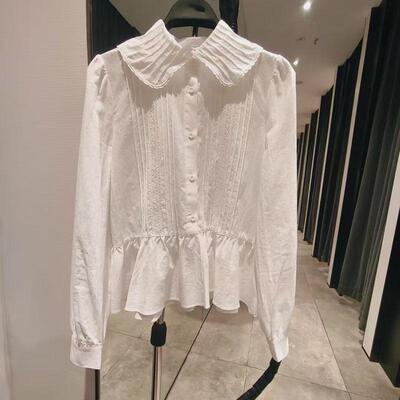 修身气质开襟衬衫娃娃领