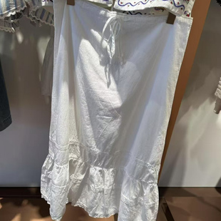 VM NY NB UR2025夏法式甜美田园风蕾丝花边系带抽绳半身裙长裙女