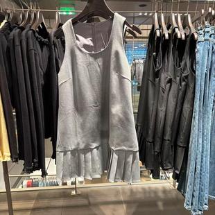 VM NY NB UR2025春简约气质格雷系叠穿无袖百褶背心连衣裙短裙女