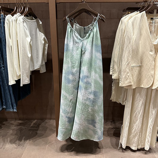 VM NY NB UR2025夏甜美海边度假风晕染印花超宽松吊带连衣长裙女