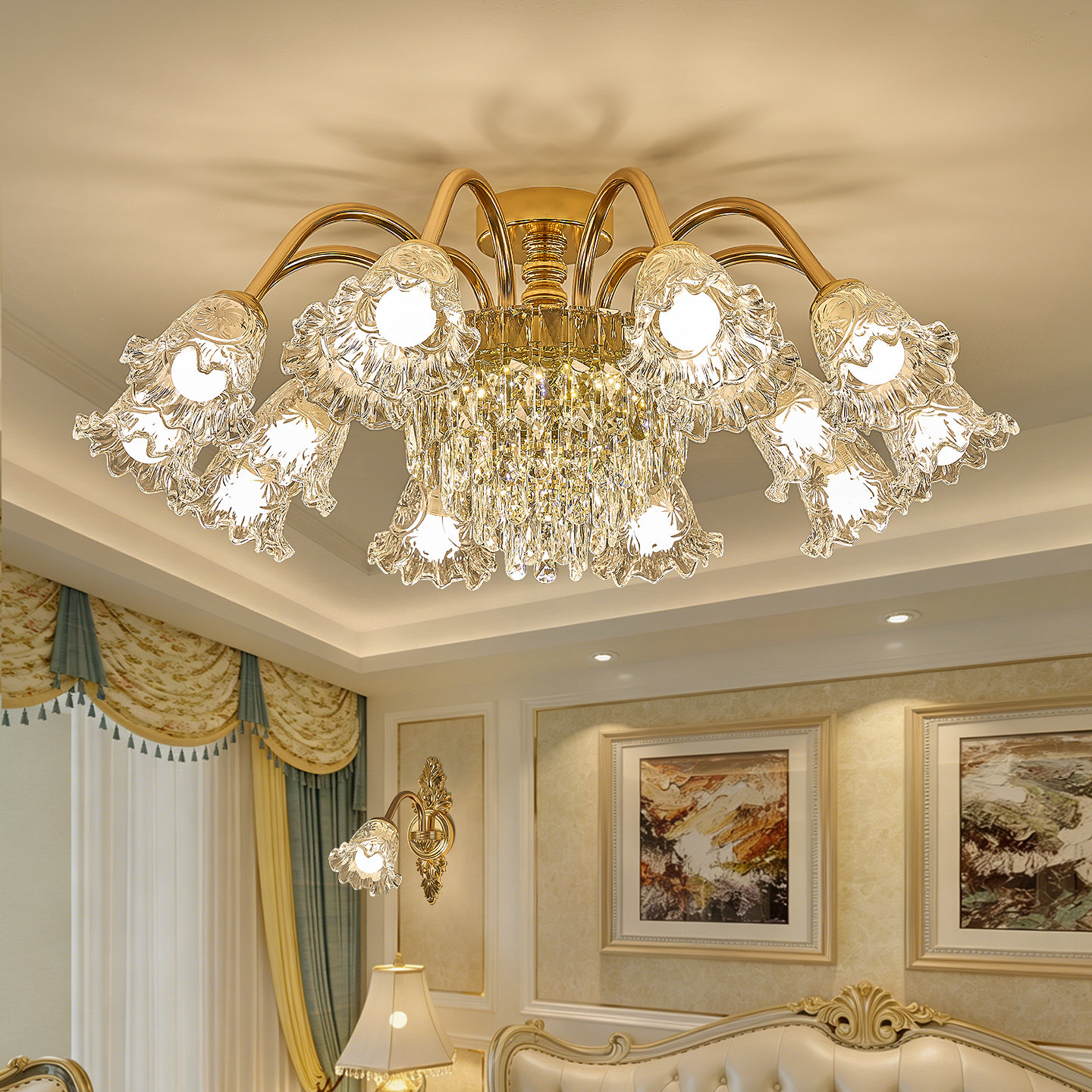 客厅灯水晶吸顶灯大气别墅欧式吊灯奢华餐厅卧室大气2026新款灯具